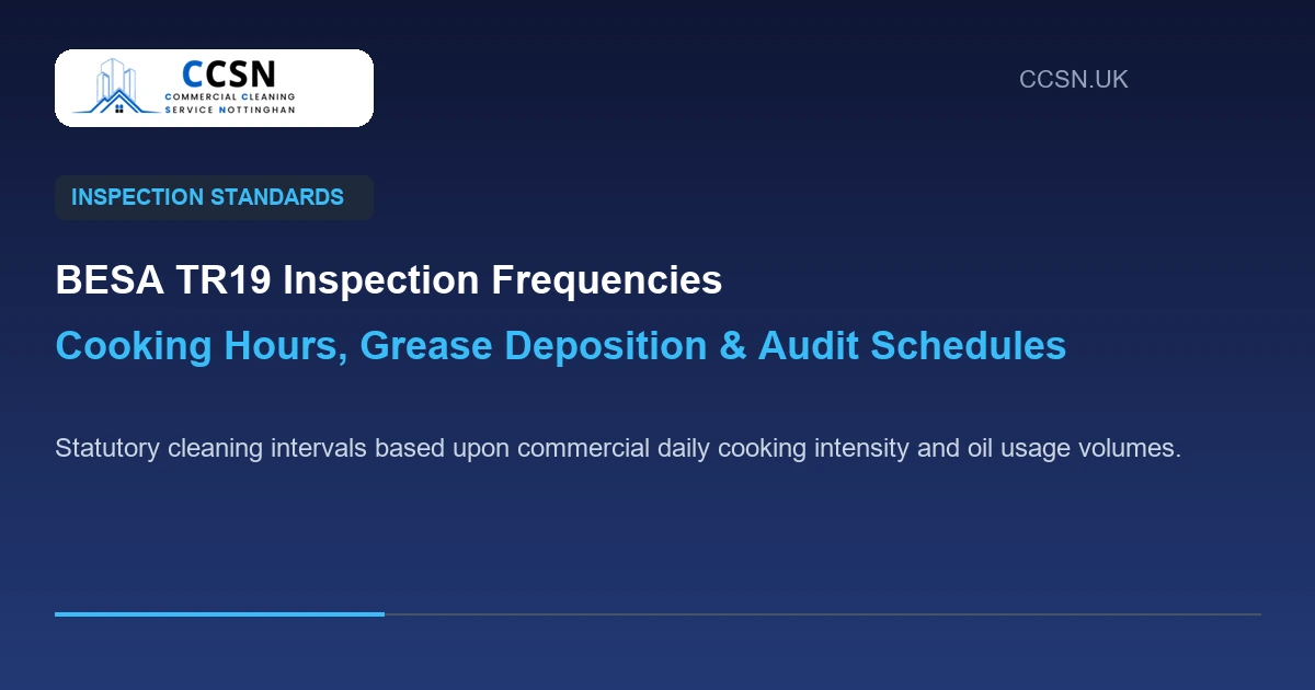 BESA TR19 grease cleaning frequency table categorizing heavy moderate and light commercial cooking operations