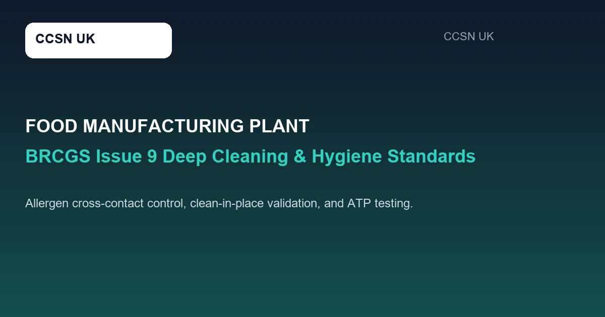 Food Manufacturing Plant Deep Cleaning: BRCGS Issue 9 Hygiene & Allergen Standards UK